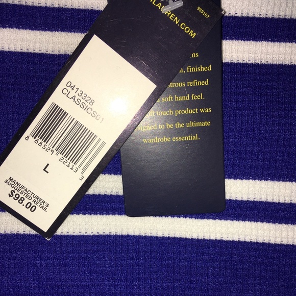 Ralph Lauren Polo Royal Stripe Waffle Knit Mens Shirt sz LG & XL - Picture 6 of 10